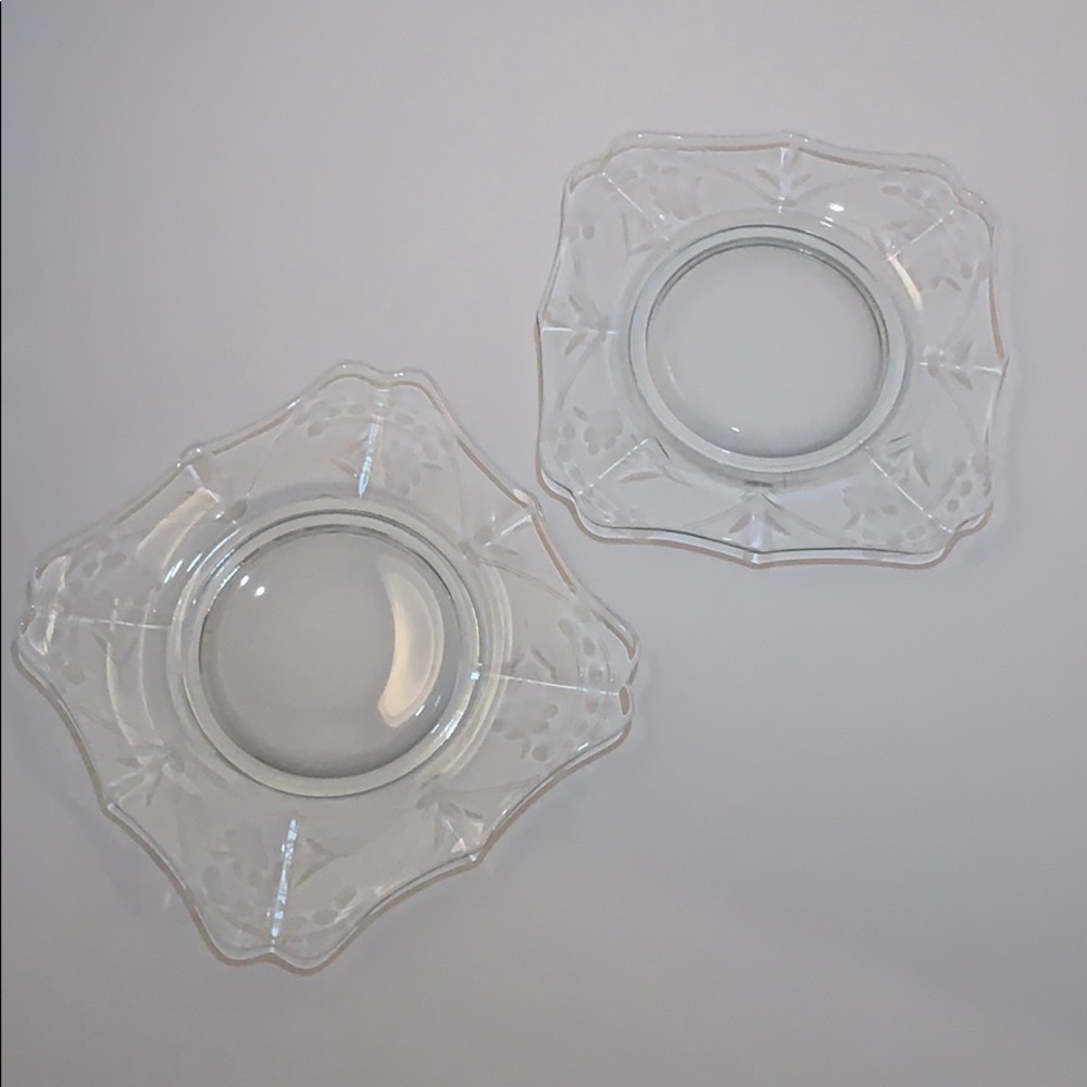 2 Vintage Depression Glass Cake Serving Plates